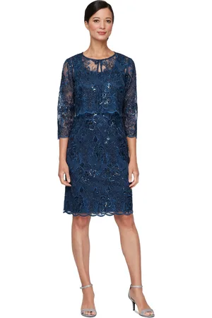 Alex Evenings Petite Scallop-Hem Sequin Sheath Dress