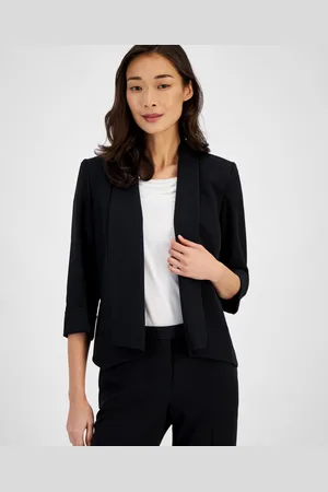 Kasper Open-Front Soft Blazer with Cuffed Sleeves