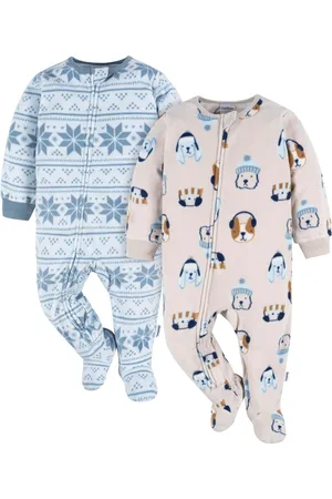 Gerber Baby Boys Footed Blanket Sleepers, 2-Pack - Dog/fair isle