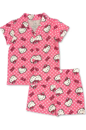 Hello Kitty Little & Big Girls Button-Down Short Pajamas, 2 Piece Set