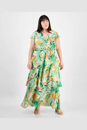Julia Jordan Plus Size Crinkled Floral-Print Tiered Maxi Dress