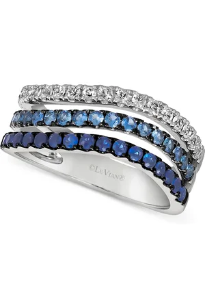 Le Vian Denim Ombre Sapphire (5/8 ct. t.w.) & White Sapphire (1/3 ct. t.w.) Triple Row Ring in 14k White Gold