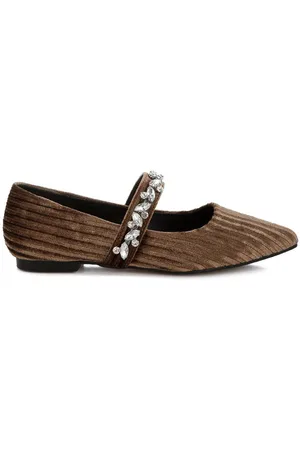 RAG & CO Dresden Diamante Brooch Velvet Ballerinas