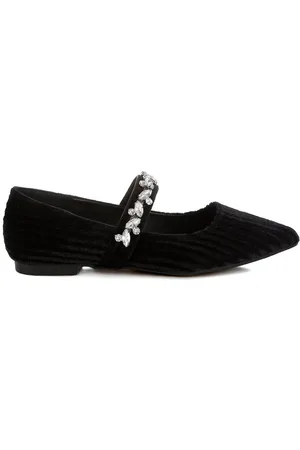RAG & CO Dresden Diamante Brooch Velvet Ballerinas