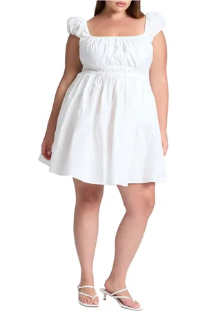 Eloquii Plus Size Poplin Flare Mini Dress