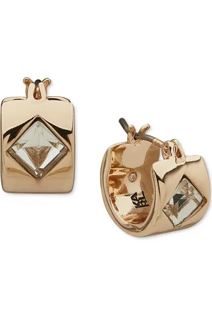 Karl Lagerfeld Gold-Tone Extra-Small Crystal Hoop Earrings, 0.28" - Crystal/Silver