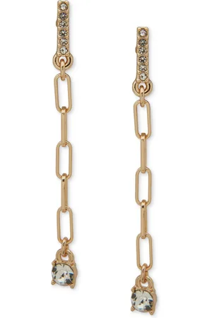 Karl Lagerfeld Gold-Tone Chain Link & Crystal Linear Drop Earrings - Crystal/Silver
