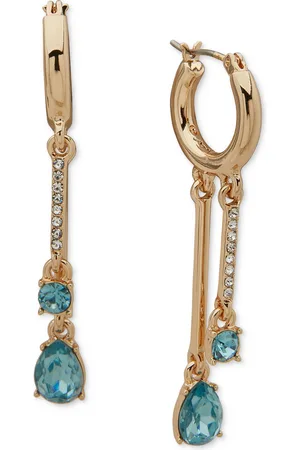 Karl Lagerfeld Gold-Tone Mixed Crystal Shaky Charm Hoop Earrings