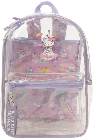Hello Kitty & Friends Character Print 16.5" Clear Glitter Backpack