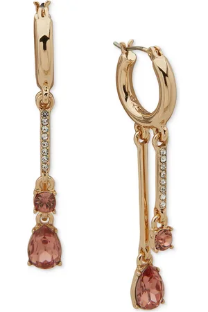 Karl Lagerfeld Gold-Tone Pave & Color Stone Shaky Charm Hoop Earrings