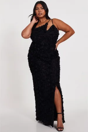 Quiz Plus Size Cut Out 3D Floral Maxi Dress