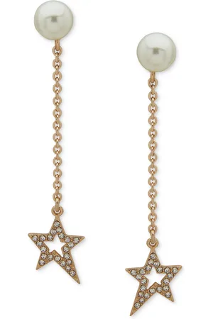 Karl Lagerfeld Gold-Tone Pave Star & Imitation Linear Drop Earrings