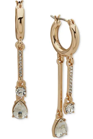Karl Lagerfeld Gold-Tone Mixed Crystal Shaky Charm Hoop Earrings - Crystal/Silver