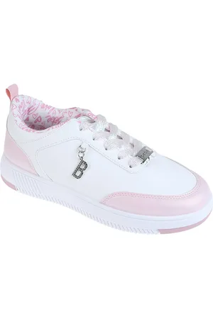 Bebe Little Girls Low Top Court with Shimmer Two Tone Piecing Sneakers