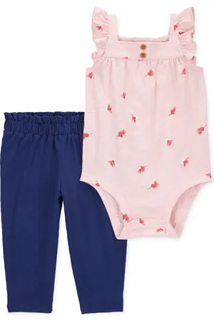 Carters Baby Girls Cotton Printed Bodysuit & Pants, 2 Piece Set