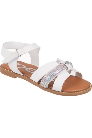 Bebe Little Girls Flat with Rhinestone and Heart Charm Sandals