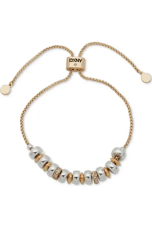 DKNY Two-Tone Crystal Pave Rondelle Slider Bracelet - Crystal/Silver