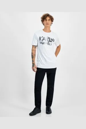 Karl Lagerfeld Mens Logo T Shirt Slim Fit Jeans