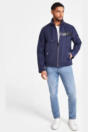 Michael Kors Mens Hooded Lightweight Windbreaker Jacket Refine Textured Crewneck T Shirt Parker Slim Fit Stretch Jeans