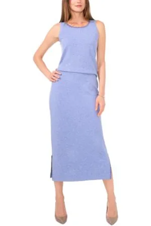 Vince Camuto Womens Whipstitched Sleeveless Sweater Midi Sweater Skirt