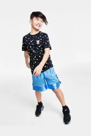 Nike Big Boys Sportswear Printed T Shirt Elite Dri Fit Basketball Shorts Flex Runner 2 Slip On Running Sneakers From Finish Line