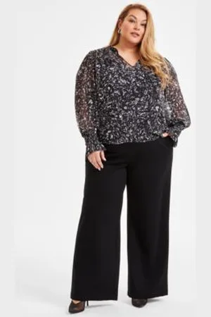 I.N.C. International Concepts Plus Size Femme Blouse Wide Leg Ponte Knit Pants Exclusively At Macys