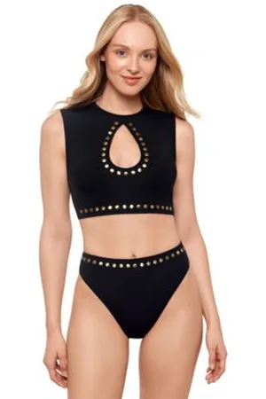 Salt + Cove Salt Cove Juniors Studded Cropped Tankini Top High Waist Bottoms Exclusively At Macys