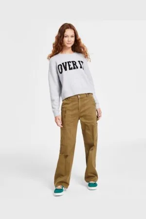 Hooked Up By Iot Juniors Crewneck It Girl Sweater Distressed Cargo Pants