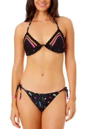 Salt + Cove Salt Cove Juniors Crochet Halter Triangle Bikini Top Floral Side Tie Bikini Bottoms Exclusively At Macys