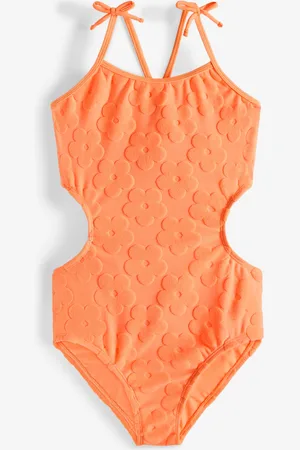 Breaking Waves Big Girls Terry Texture Cut-Out One-Piece Swimsuit