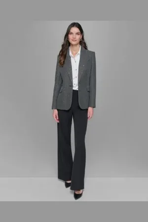 Karl Lagerfeld Single Button Blazer Chiffon Blouse Wide Leg Pants