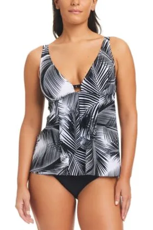 BEYOND Womens Giving Attitude Tropical Print Tankini Top High Waist Bottoms