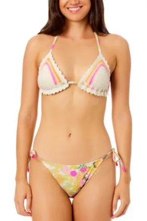 Salt + Cove Salt Cove Juniors Crochet Halter Triangle Bikini Top Floral Side Tie Bikini Bottoms Exclusively At Macys
