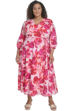 Calvin Klein Plus Size Cotton Floral-Print Midi Dress