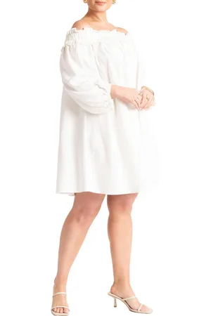 Eloquii Plus Size Ruffle Neckline Mini Dress
