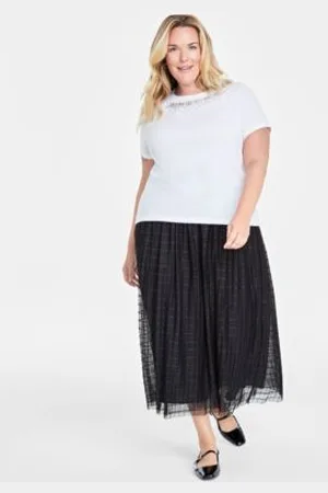 On 34th Plus Size Embellished Tee Tulle A Line Midi Skirt Created For Macys