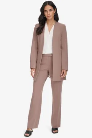 Calvin Klein Womens Open Front Topper Straight Leg Pants