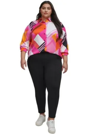Karl Lagerfeld Plus Size Button Front Blouse Compression Pants