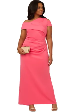 Adrianna Papell Plus Size Asymmetrical Draped Gown