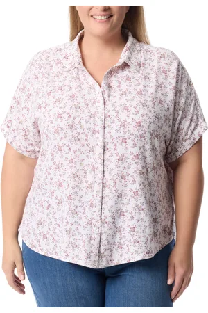 Gloria Vanderbilt Plus Size Daisy Printed Button-Front Shirt