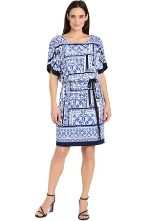 R & M Richards Plus Size Printed Blouson A-Line Dress