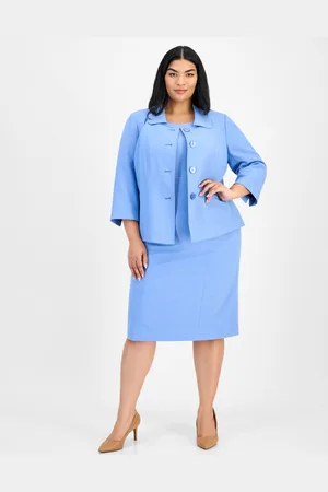Le Suit Plus Size Button-Front Boxy Jacket & Sheath Dress