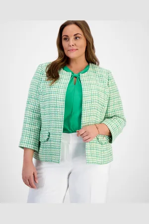 Kasper Plus Size Tweed Open-Front Blazer