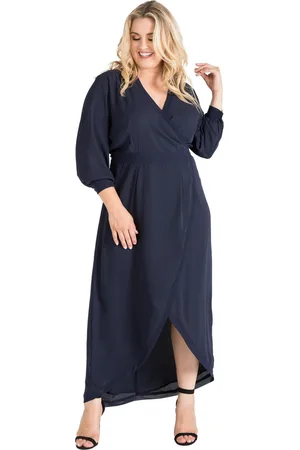 Standards & Practices Plus Size Tulip High Low Chiffon Wrap Dress Maxi Length
