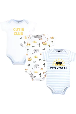 Hudson Baby Boys Hudson Cotton Bodysuits, Happy Guy, 9-12 Months