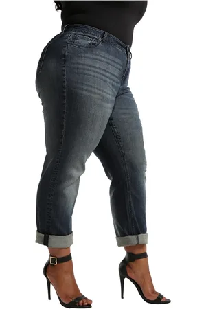 Poetic Justice Plus Size Tall Curvy-Fit Rolled Cuff Boyfriend Jeans