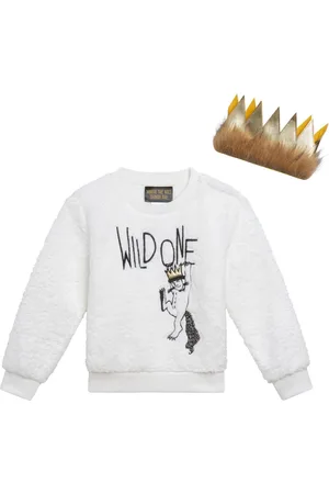 Where The Wild Things Are Little Boys Warner Bros. Max Cozy Sherpa Sweatshirt and Felt Faux Fur Crown - White, gold crown