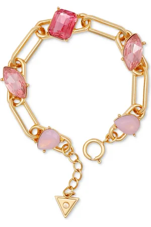 Guess Tone Mixed Stone Paperclip Chain Link Bracelet