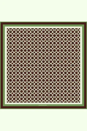 Jessie Zhao New York Double Sided Wool Silk Scarf Of Polka Dot Bloom - Brown / green