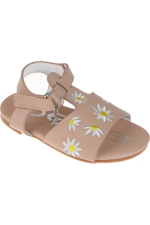 Bebe Toddler Girls Denim and Embroidered Flowers Sandals
